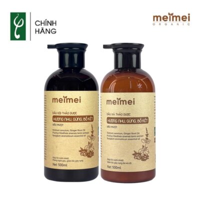 Combo dầu gội – dầu xả thảo dược Mei Mei siêu mượt hương nhu, gừng, bồ kết 500ml