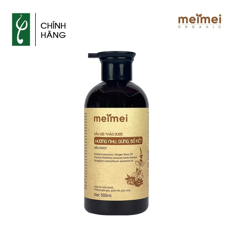 Dầu gội thảo dược Mei Mei siêu mượt hương nhu, gừng, bồ kết 500ml Dầu gội thảo dược Mei Mei siêu mượt hương nhu, gừng, bồ kết 500ml