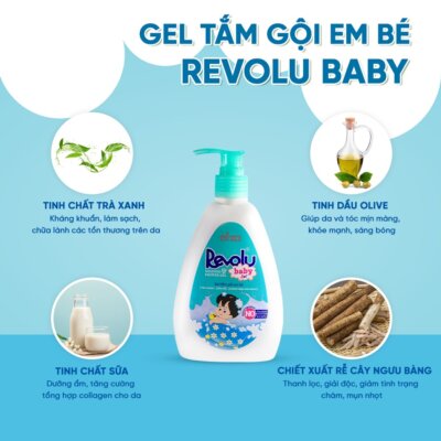 Gel tắm gội em bé Revolu baby