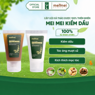 Combo dầu gội – dầu xả thảo dược Mei Mei kiềm dầu sả, chanh, gừng, hà thủ ô 30ml