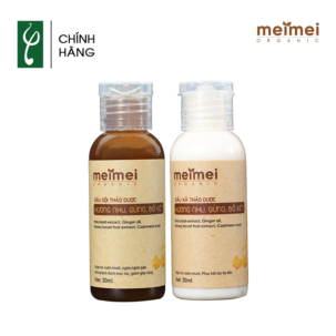 Combo dầu gội – dầu xả thảo dược Mei Mei siêu mượt: hương nhu, gừng, bồ kết 30ml
