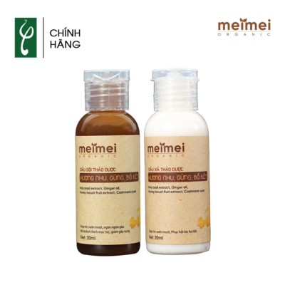 Combo dầu gội – dầu xả thảo dược Mei Mei siêu mượt: hương nhu, gừng, bồ kết 30ml