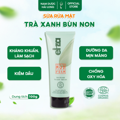 Sữa rửa mặt Eliza trà xanh bùn non thải độc kiểm soát dầu kháng khuẩn, ngừa mụn 100g