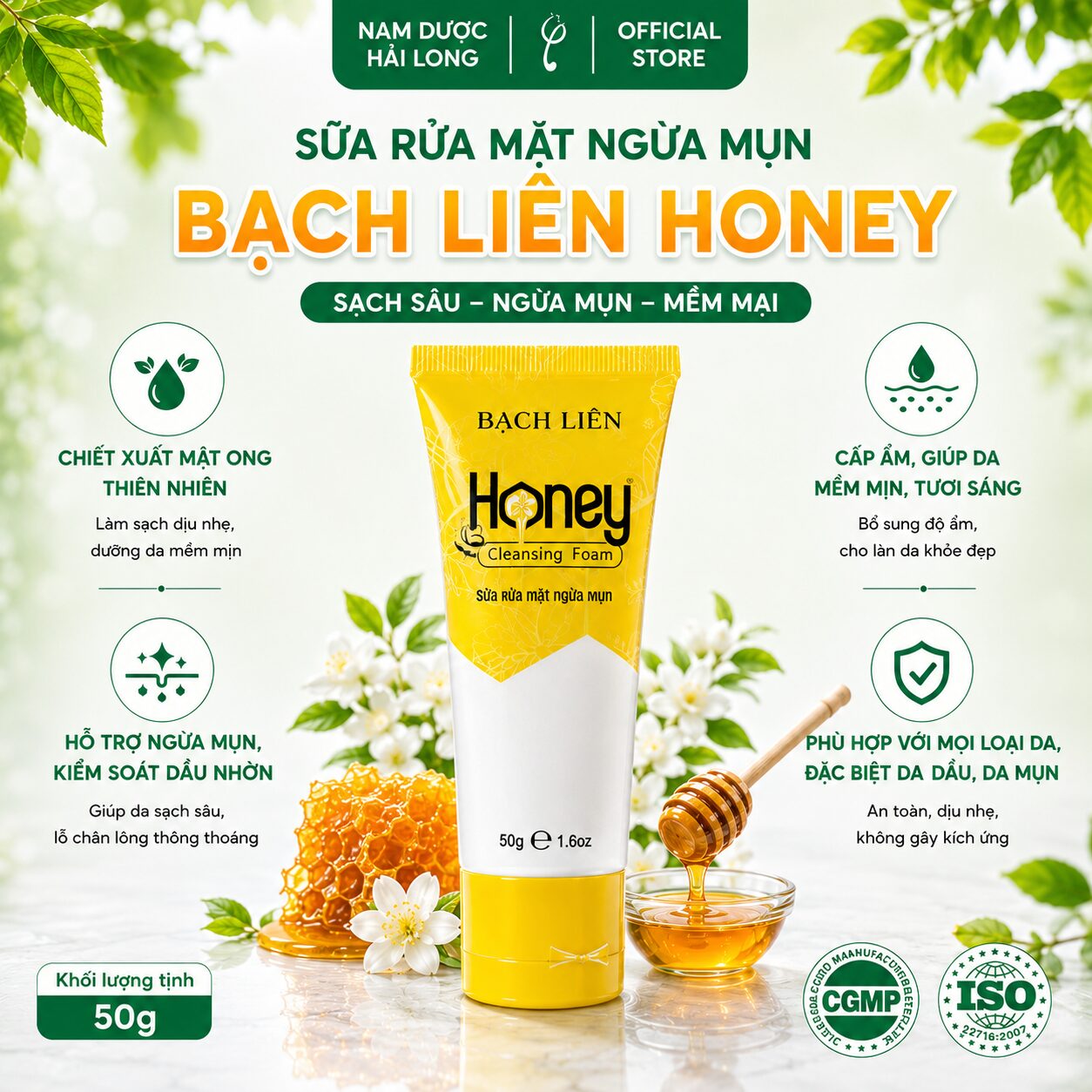 Sữa rửa mặt ngừa mụn Bạch Liên Honey (2)