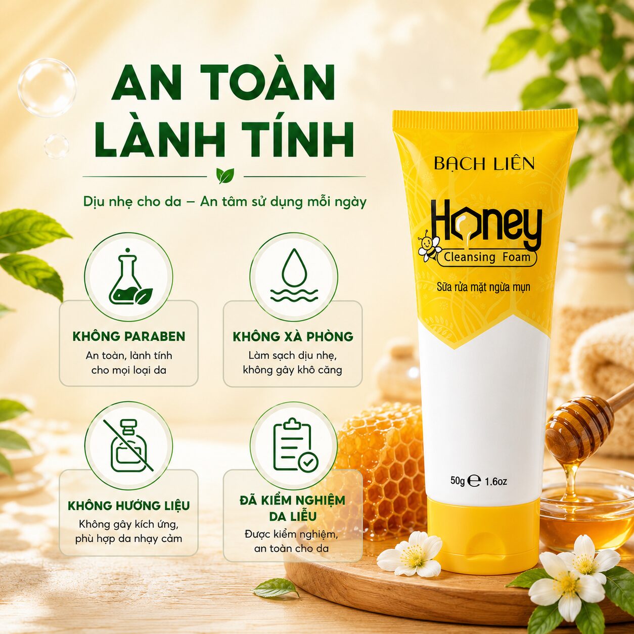 Sữa rửa mặt ngừa mụn Bạch Liên Honey (6)