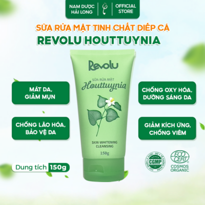 Sữa rửa mặt tinh chất diếp cá Revolu Houttuynia ngừa mụn, trắng da 150g