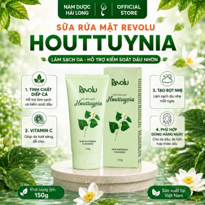 Sữa rửa mặt tinh chất diếp cá Revolu Houttuynia ngừa mụn, trắng da 150g