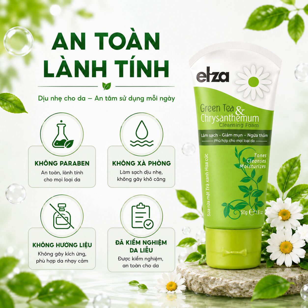 sữa rửa mặt eliza trà xanh hoa cúc (1)