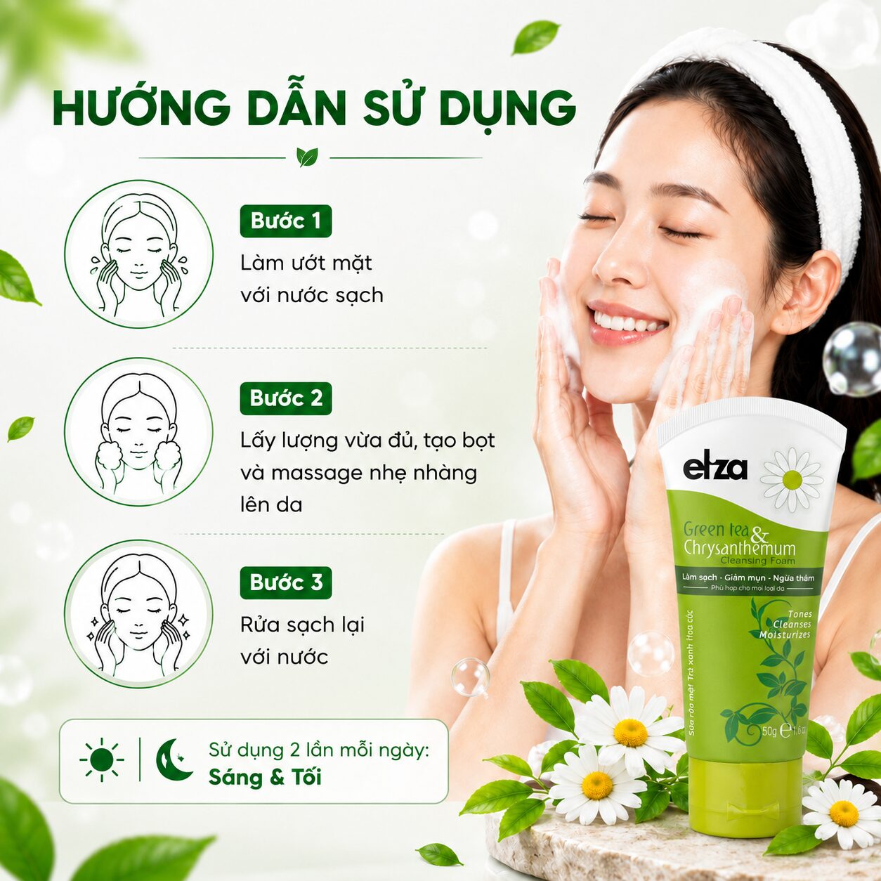 sữa rửa mặt eliza trà xanh hoa cúc (2)