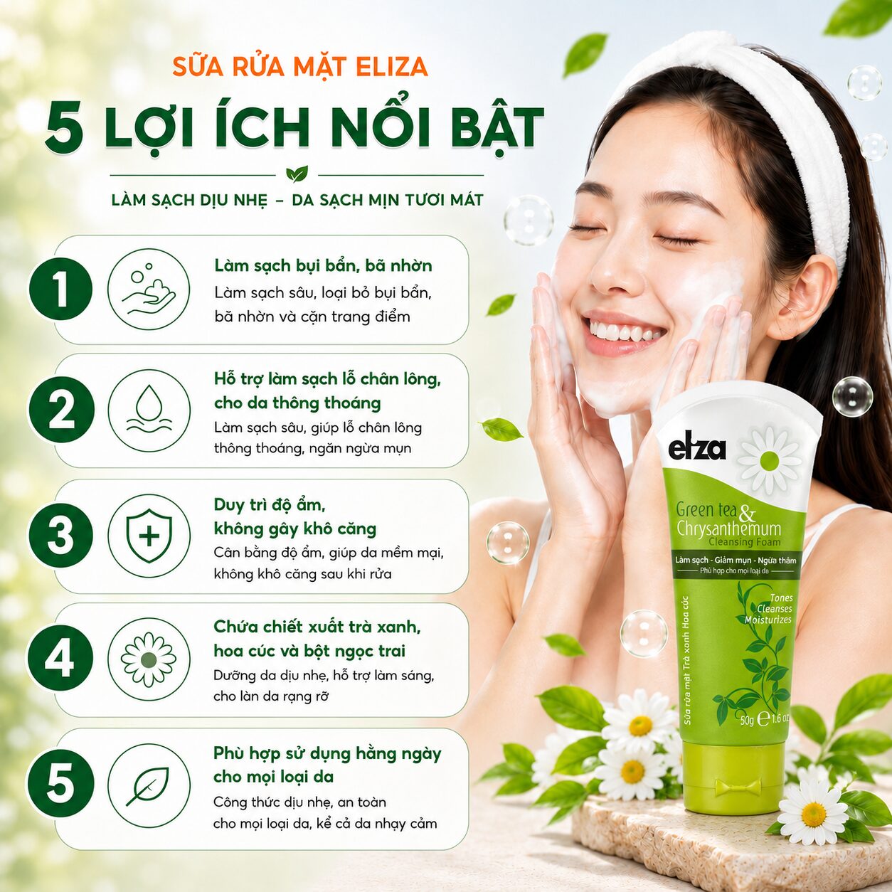 sữa rửa mặt eliza trà xanh hoa cúc (3)