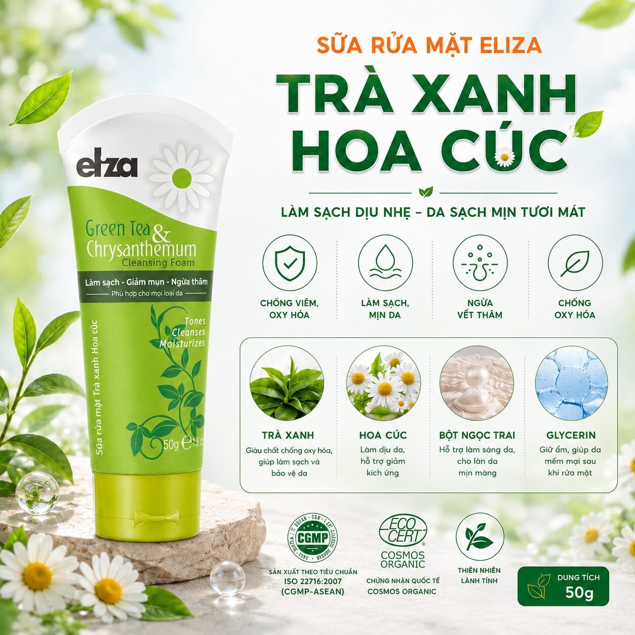 sữa rửa mặt eliza trà xanh hoa cúc (4)