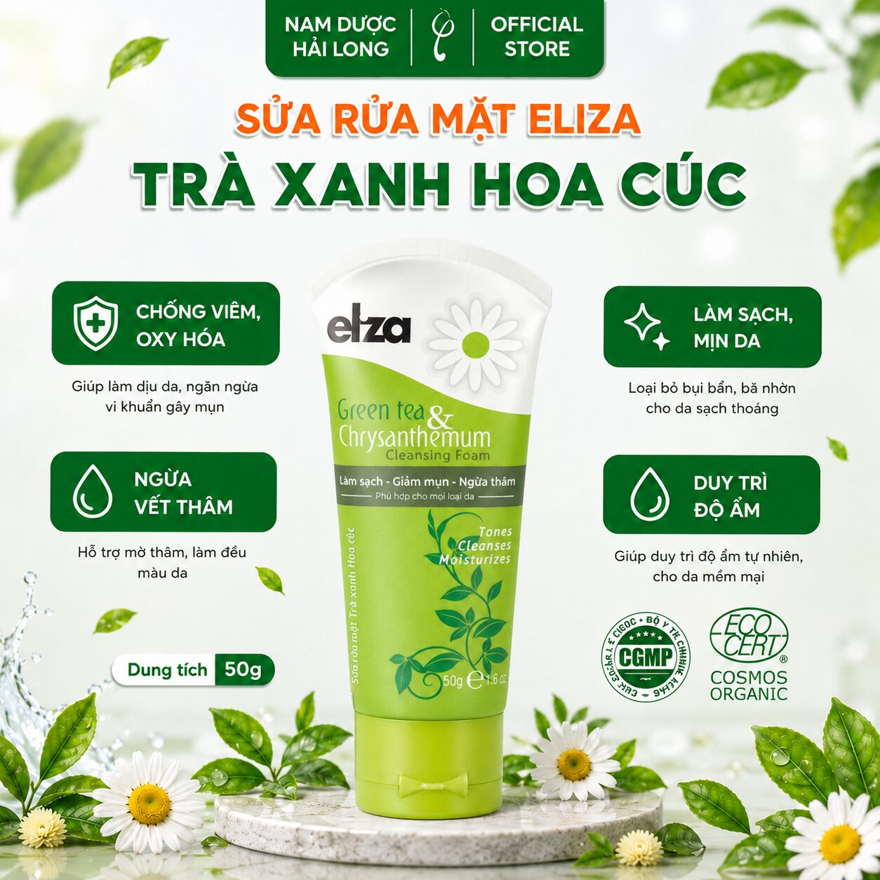 sữa rửa mặt eliza trà xanh hoa cúc (5)