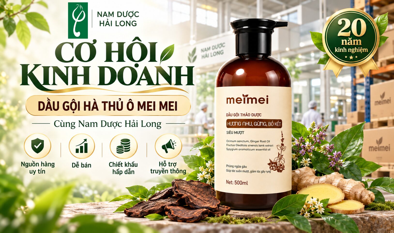 Cơ hội kinh doanh dầu gội Hà Thủ Ô cùng Nam Dược Hải Long