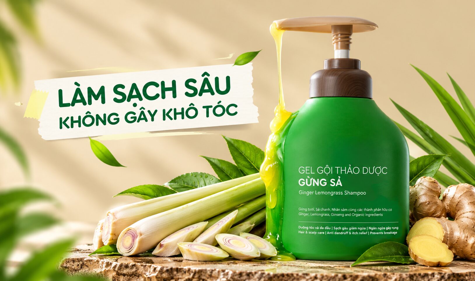 Dầu gội chanh gừng sả Cỏ Cây Hoa Lá
