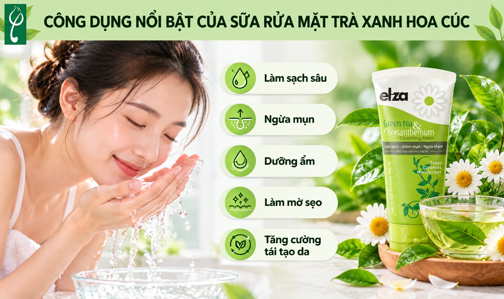 Sữa rửa mặt trà xanh hoa cúc