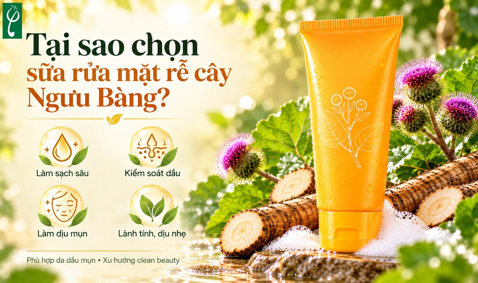 Tại sao lựa chọn sữa rửa mặt chiết xuất rễ cây Ngưu Bàng