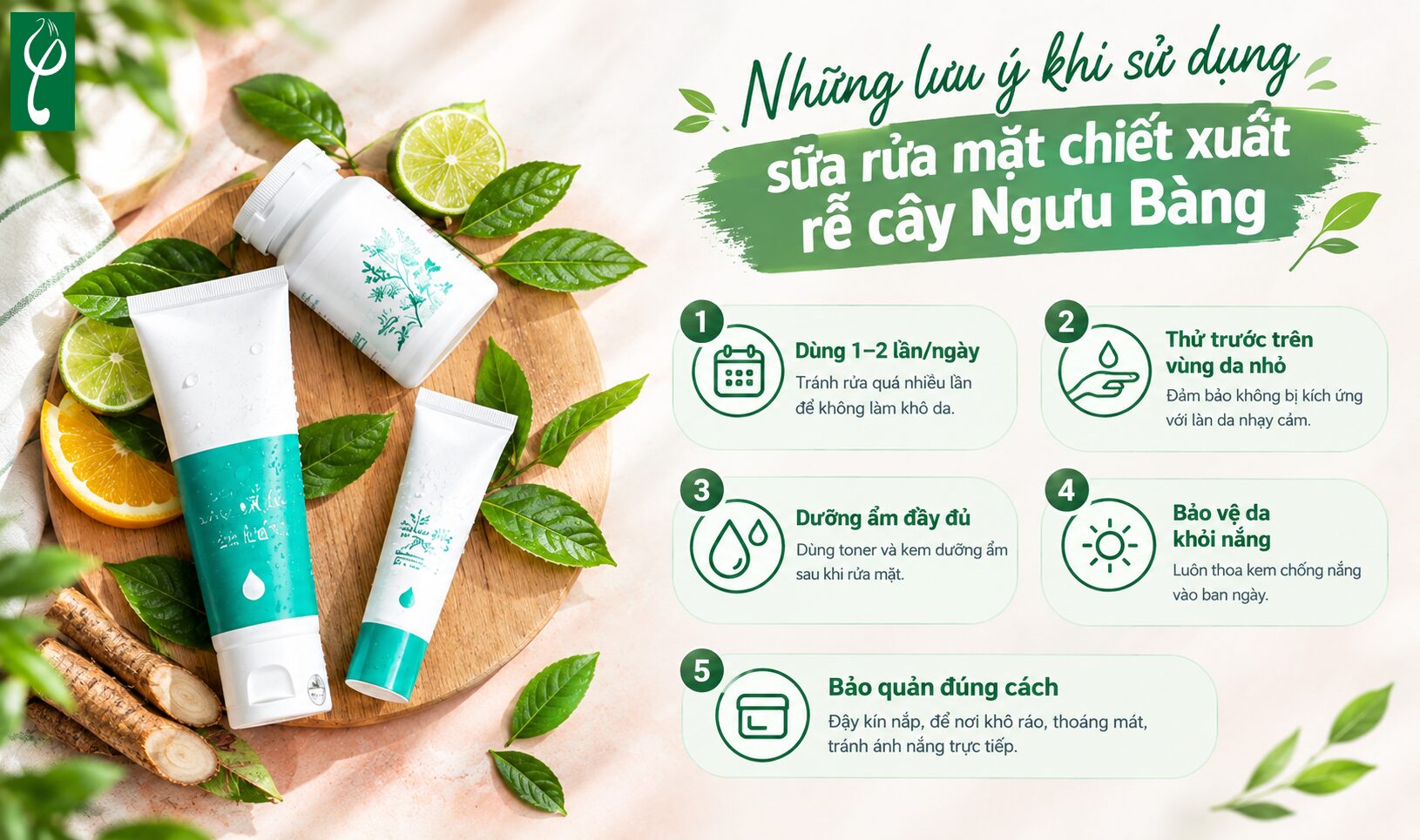 Những lưu ý khi sử dụng sữa rửa mặt chiết xuất rễ cây Ngưu Bàng